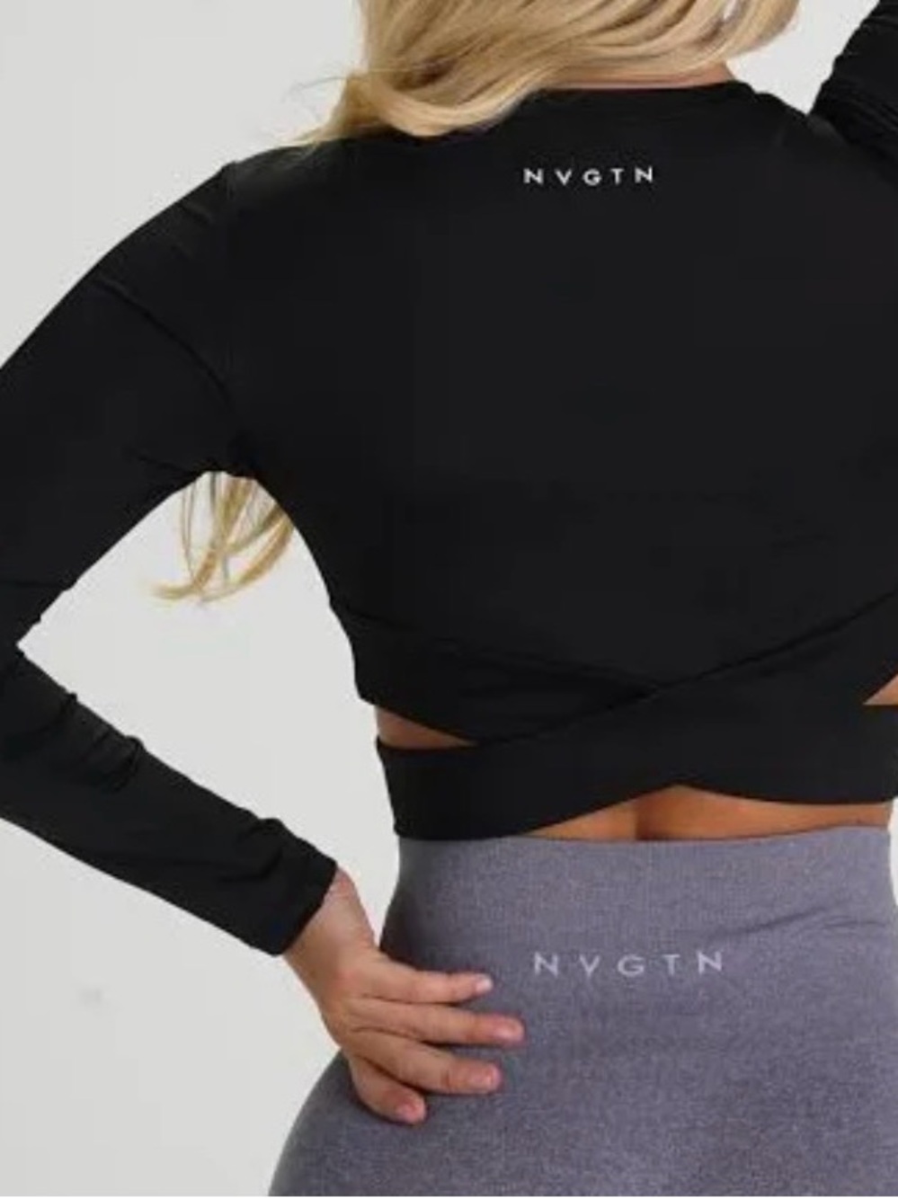 NVGTN Long-Sleeve Crossbody Crop Top. Size large